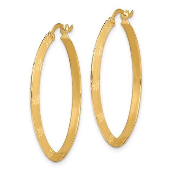 14k Yellow Gold Polished Diamond-Cut Hoop Earrings 33.75 L x 32.75 mm W